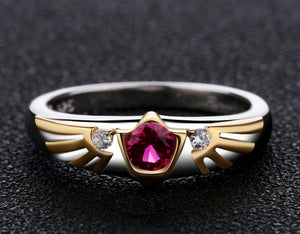 Zelda Goron's Ruby Hylian Shield Sterling 925 Silver Ring