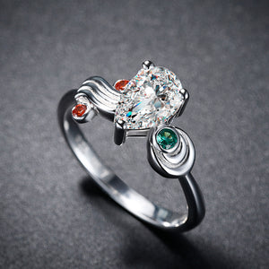 Zelda Zora's Sapphire Kokiri's Emerald Goron's Ruby Sterling 925 Silver Couple Ring Set
